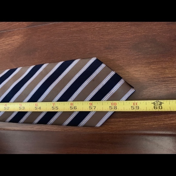 🌿SALE🌿 BLACK BROWN 1826 Silk Black Brown Striped Necktie - Picture 10 of 10